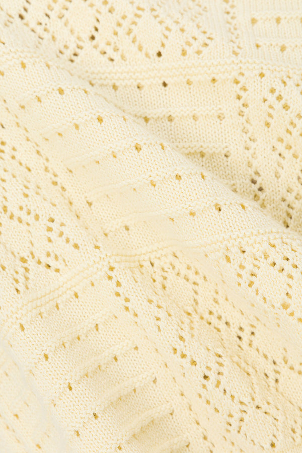 Butter Yellow Pointelle Knit Elios T Shirt Top