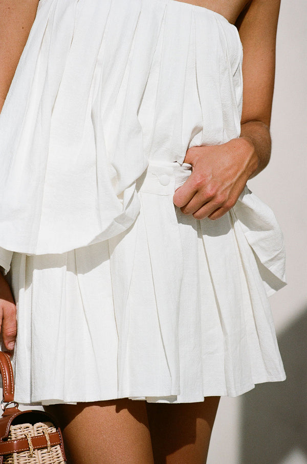 White Pleated High Waist Wrap Mini Amity Skirt