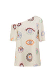 Cream Matia Print Off Shoulder Grace Top