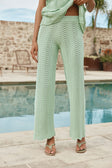 Mint Green Crochet Knit High Waist Kama Pants
