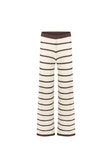 Mia Elasticated Pants - Cream, Brown stripe