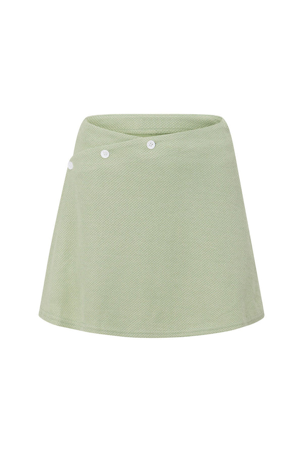 Sage Green Button Detail Wrap Mini Dion Skirt