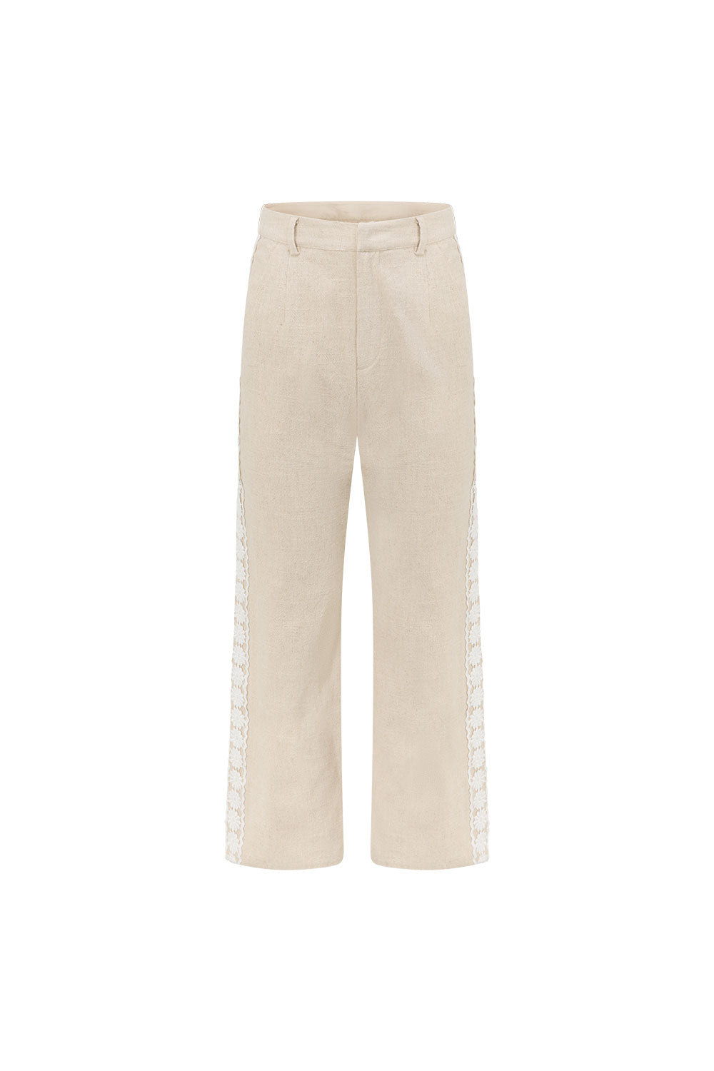 Beige Vintage Lace Detail Millie Pants