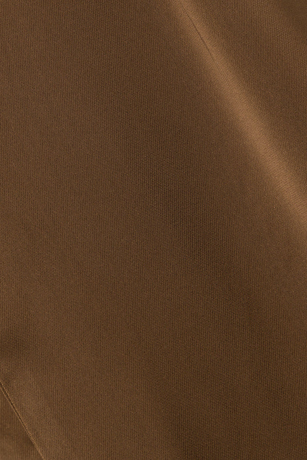 Brown Silky High Waist Drawstring Zuri Pants