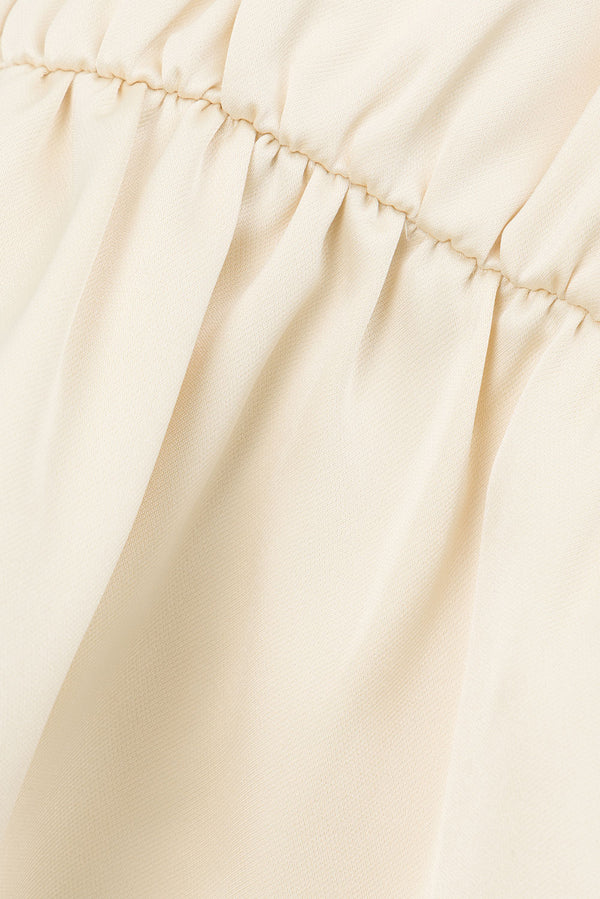 Beige Ruched Panelled Front Tie Juliette Top