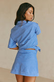 Alyssia Mini Wrap Skirt - Blue, White Stripe