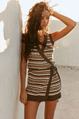 Brown And Cream Stripe Wrap Mini Abyss Dress