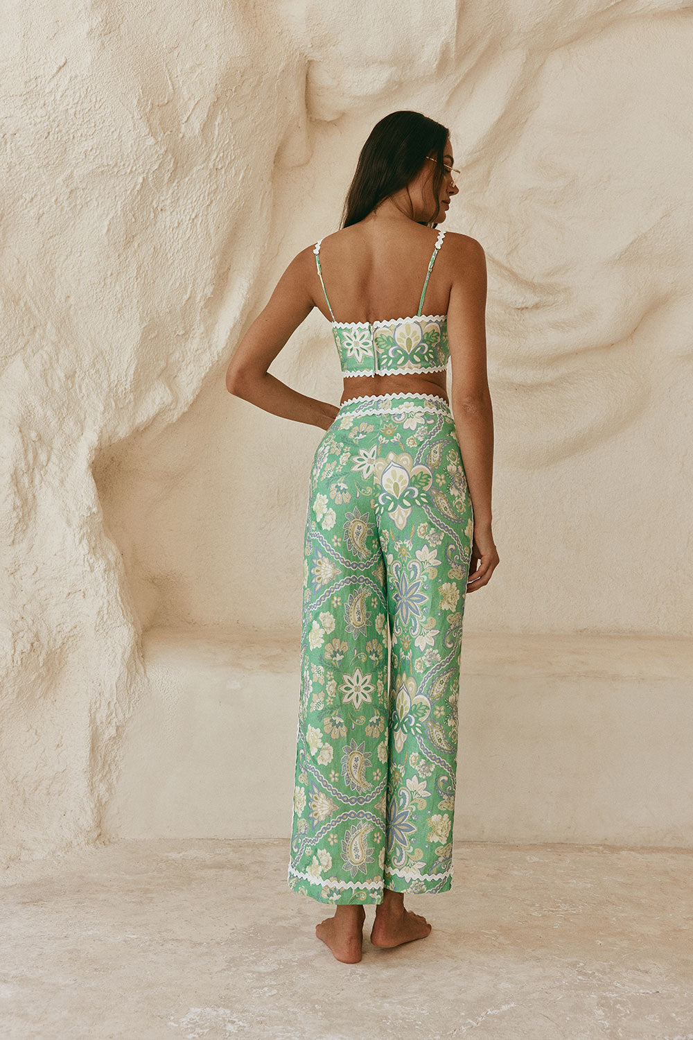 Green Floral Heritage print Kelia Trouser Pants