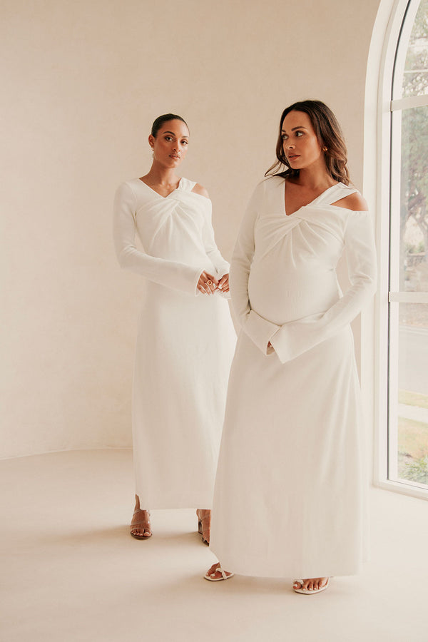 White Long Sleeve Cutout Maxi Nyla Dress