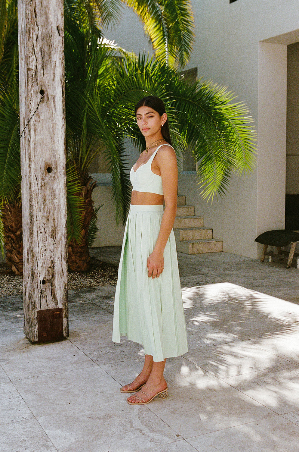 Dien Wrap Midi Skirt - Green