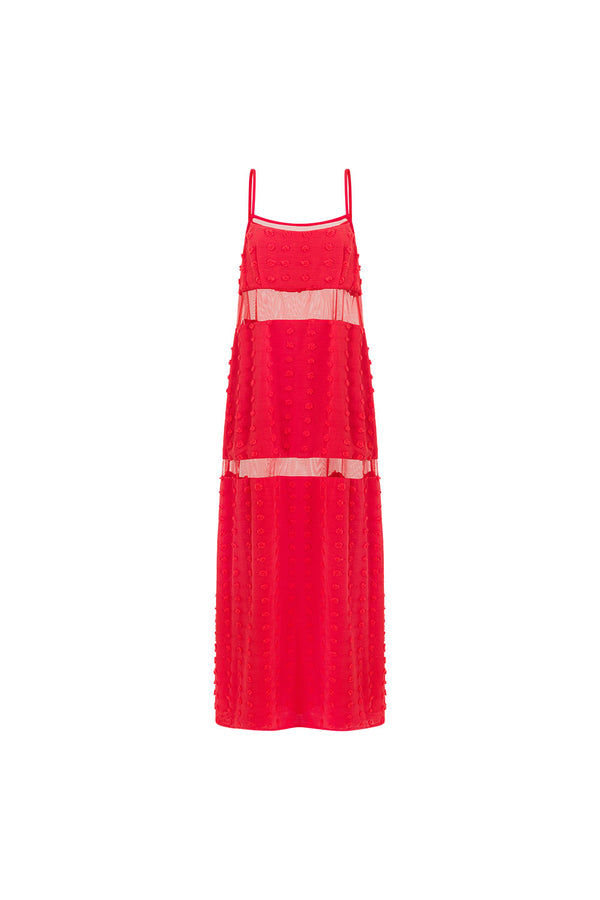 Red Polka Dot Panel Maxi Tassia Dress