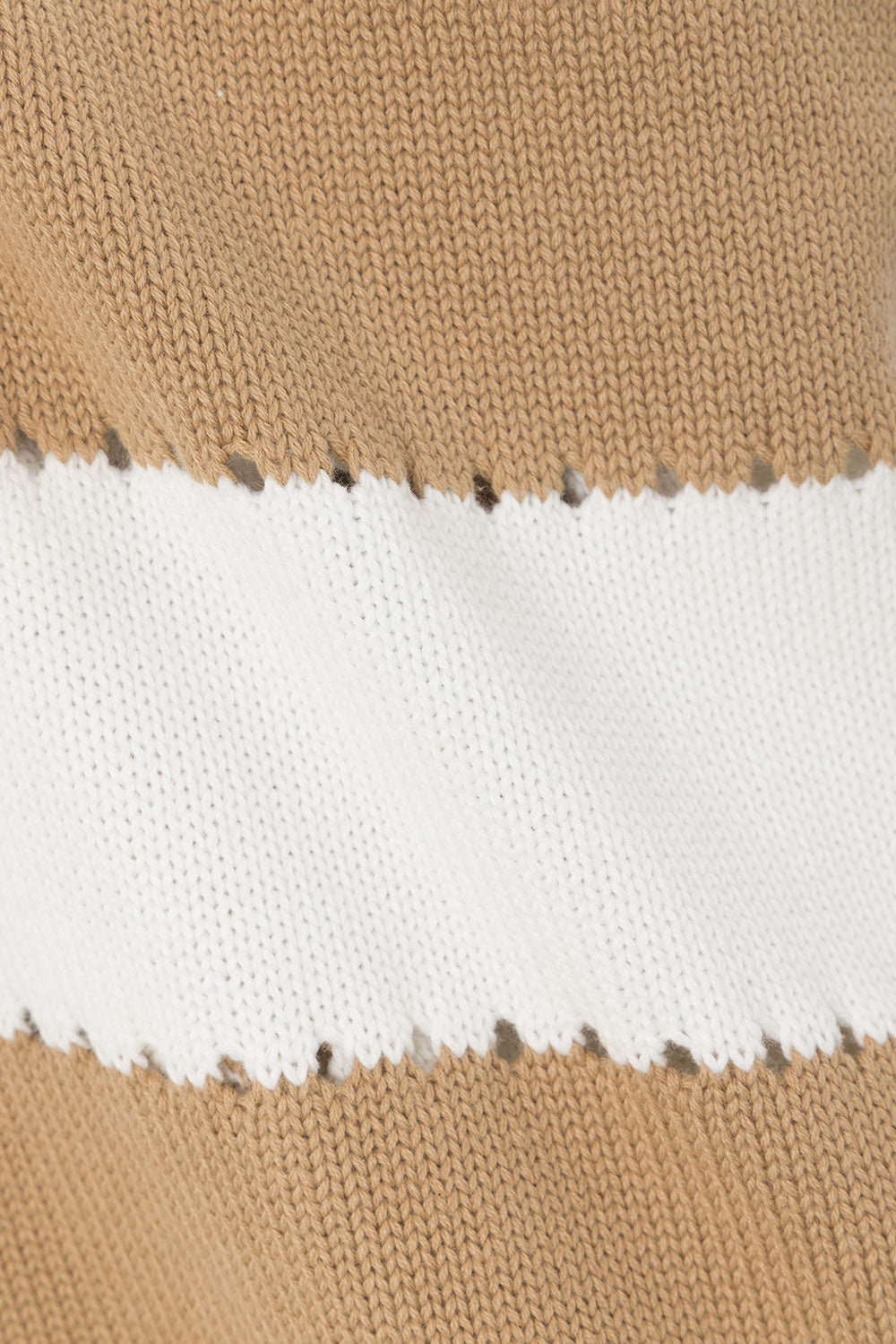 Tan and White Striped Knit Wrap Mini Akora Skirt