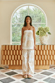 White Coastal Shell Print High Waist Bahari Pants