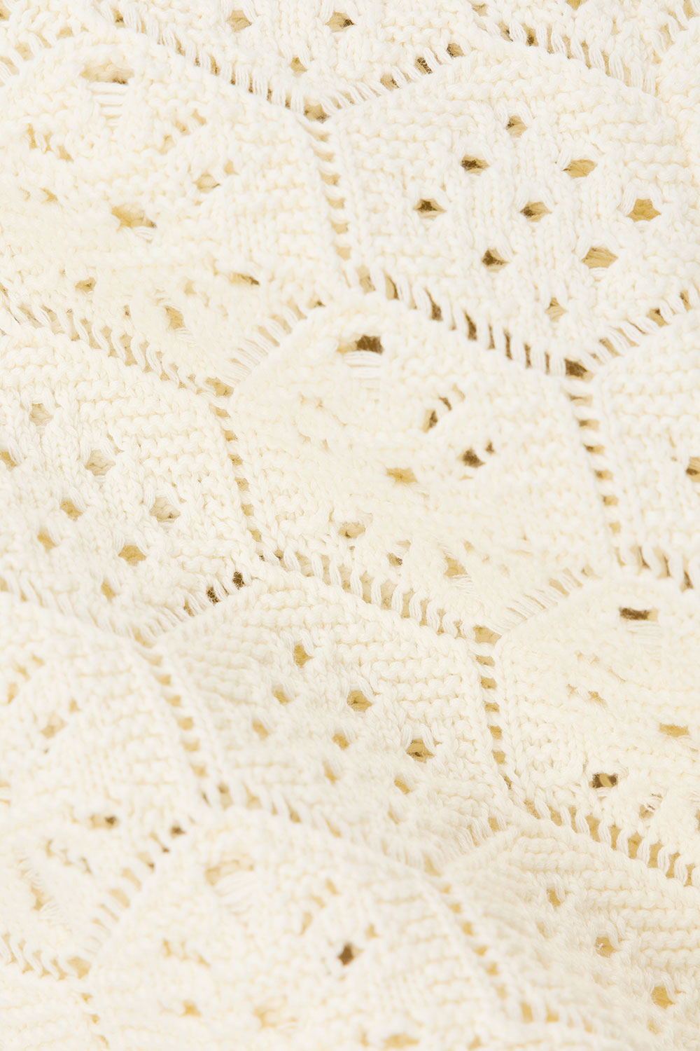 Cream Crochet Knit Button Up Umiko Top