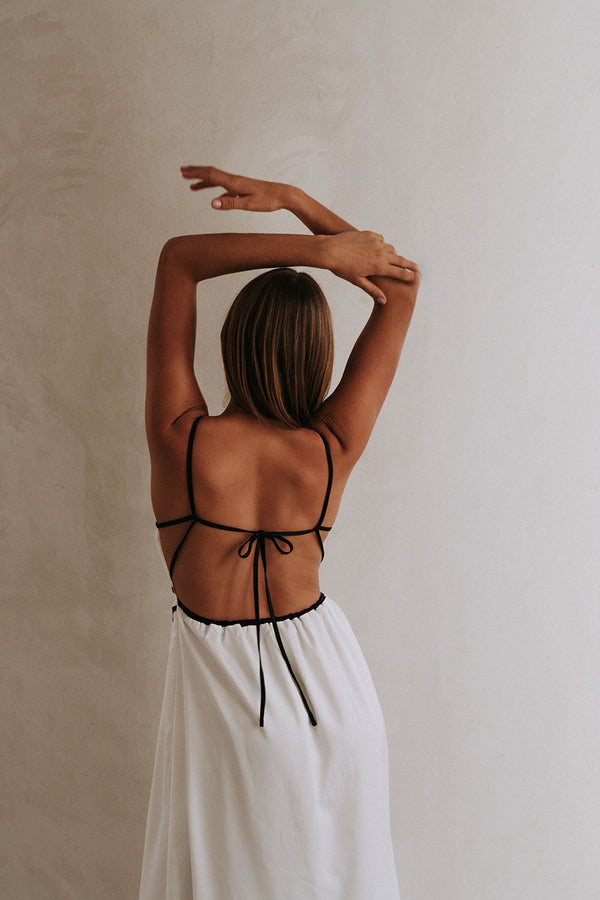 White Strappy Binding Maxi Magnolia Dress