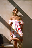 Zoi Babydoll Dress - Palm Tile Fuego Pink Red Orange Yellow