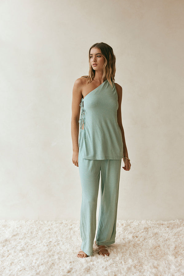 Sage Green Elastic Drawstring Zen Pants