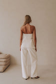 White Structured Strapless Button Salma Top
