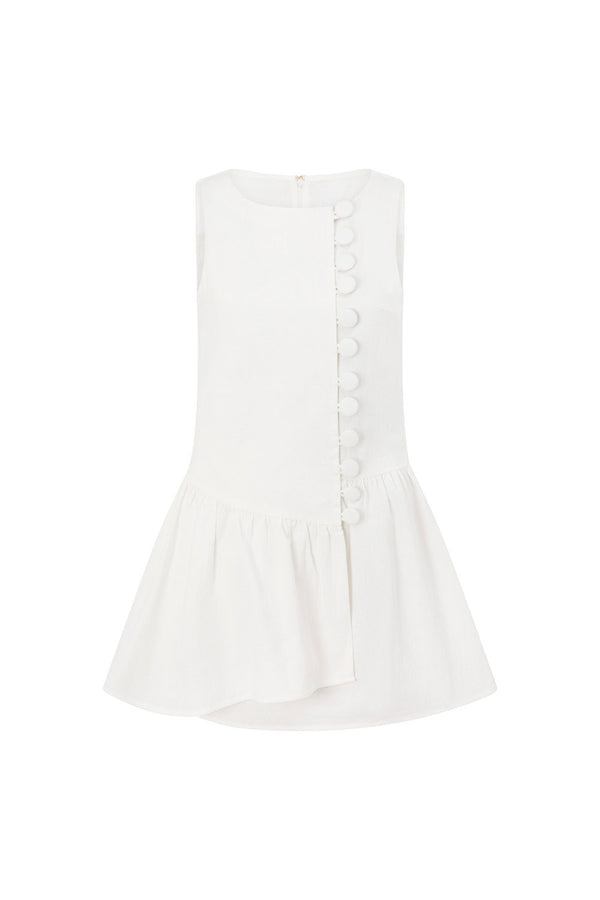 White Button-Up Mini Alfresco Dress