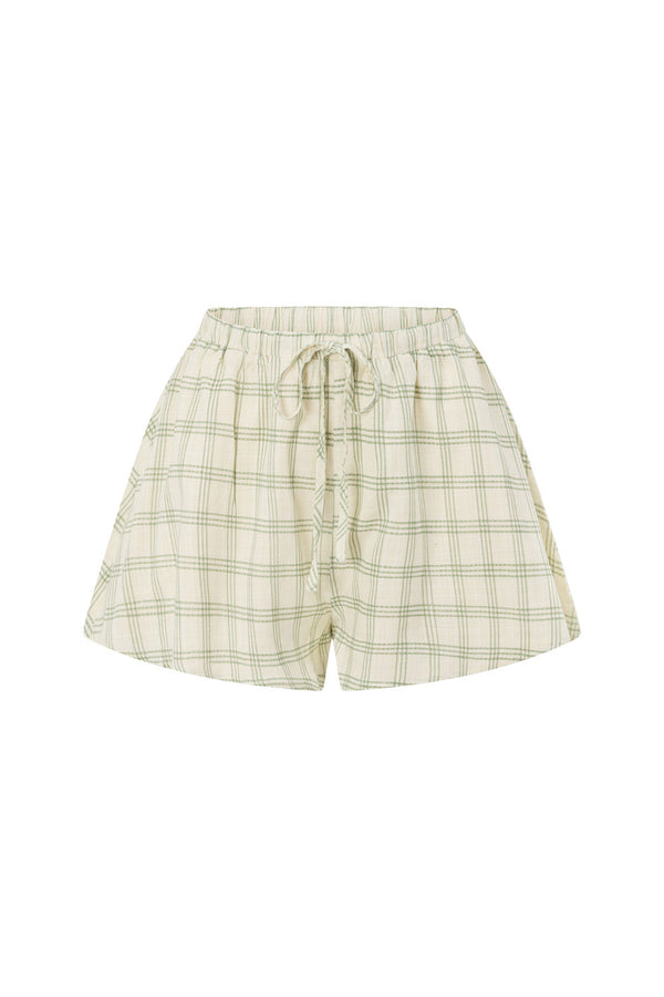 Green Checkered Drawstring Tilli Shorts