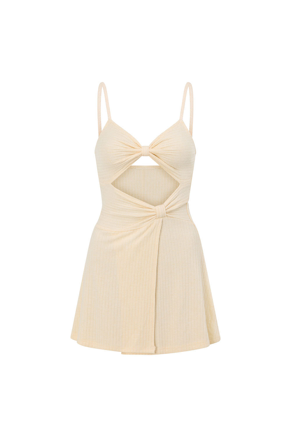 Ale Adjustable Thin Strap Cutout Mini Knot Dress - Cream