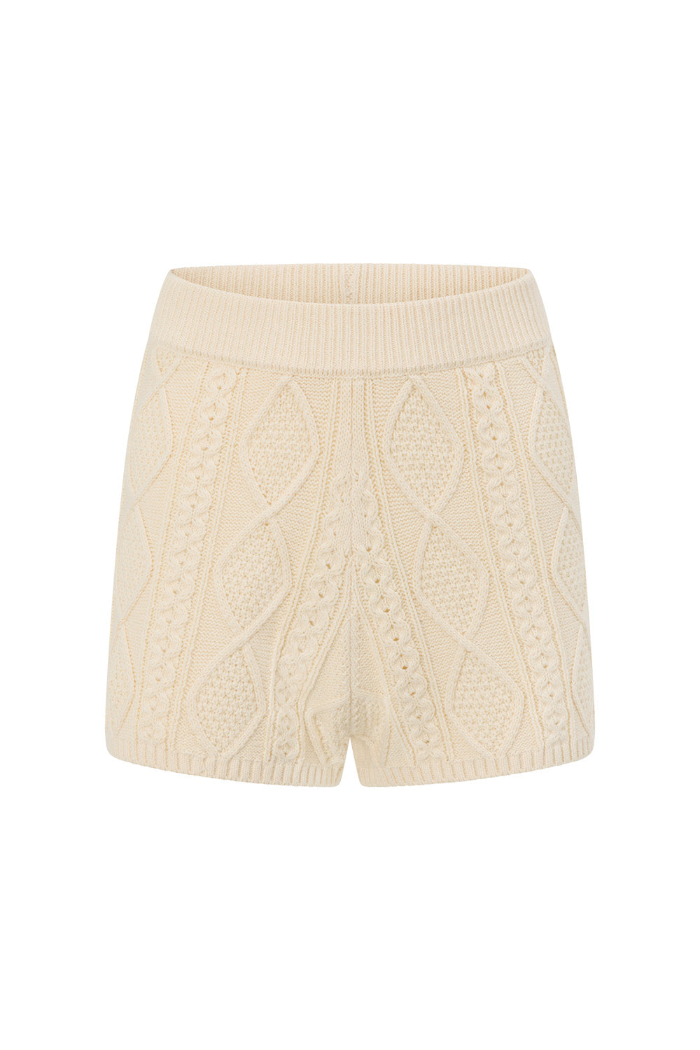 Cream Cable Knit High Waist Holli Shorts