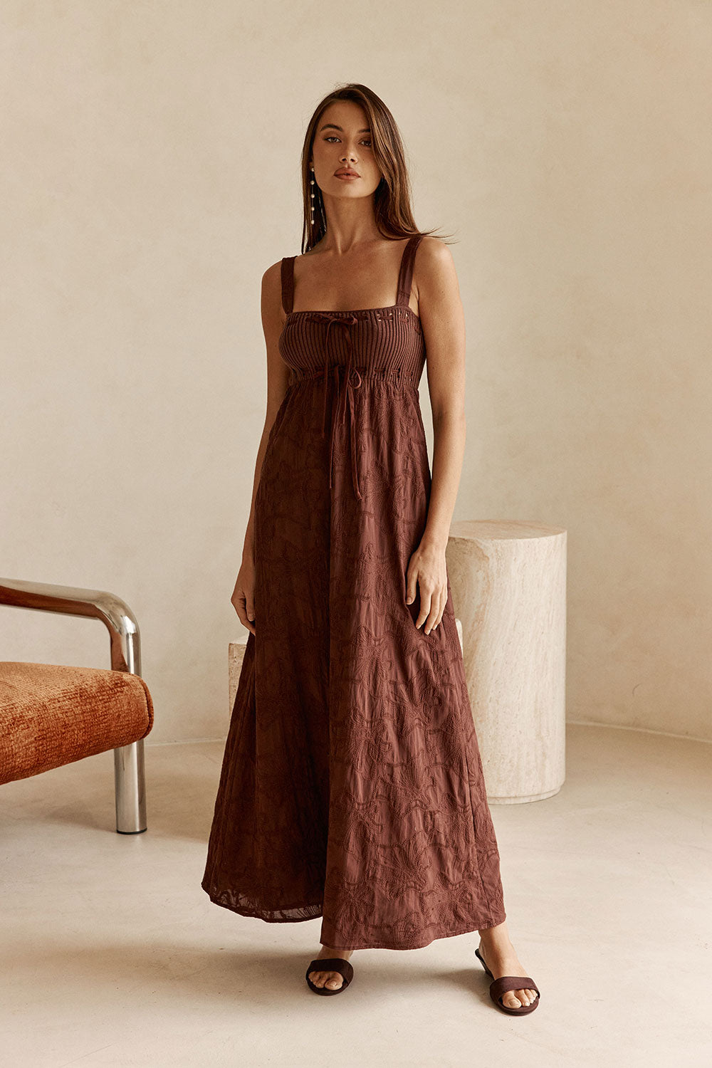 Gia Dress - Chocolate Motif