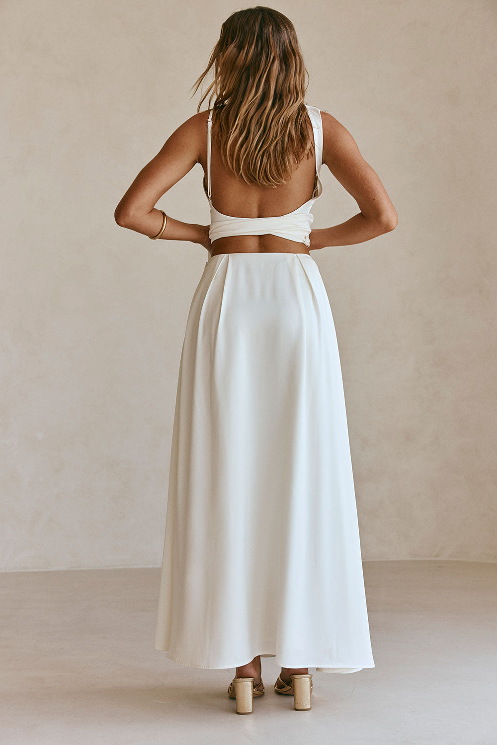 White Pleated Maxi Hailey Skirt