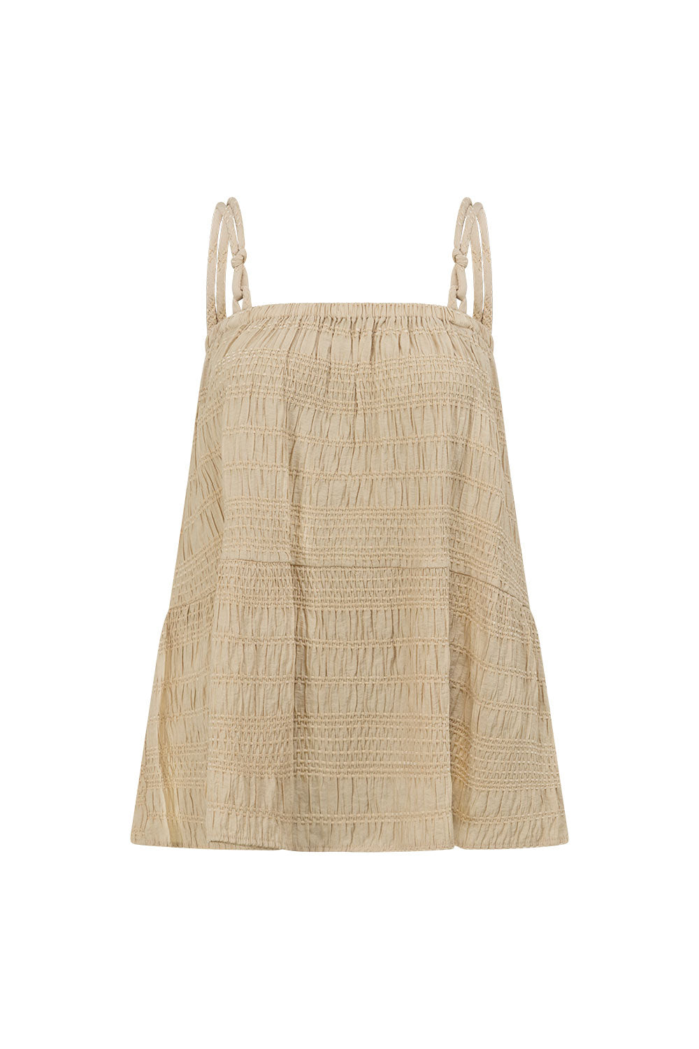 Beige Ruched Strappy Amina Top