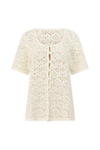 Cream Crochet Knit Button Up Umiko Top
