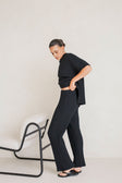 Celine Knit Ribbed Top - Black