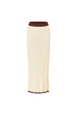 Cream Ribbed High Waist Silla Skirt