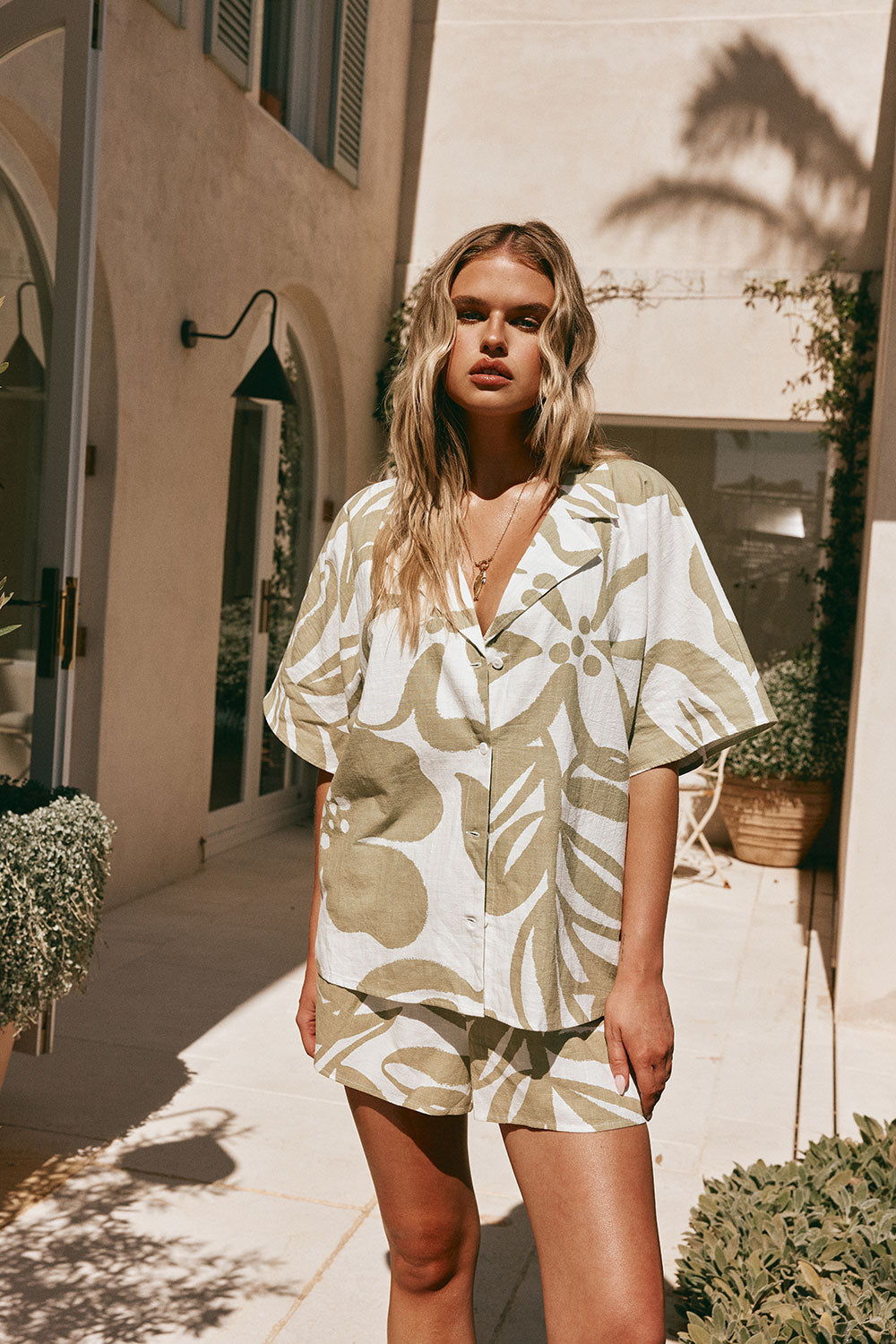 Green Paradisus Floral Print Button Up Senoa Top