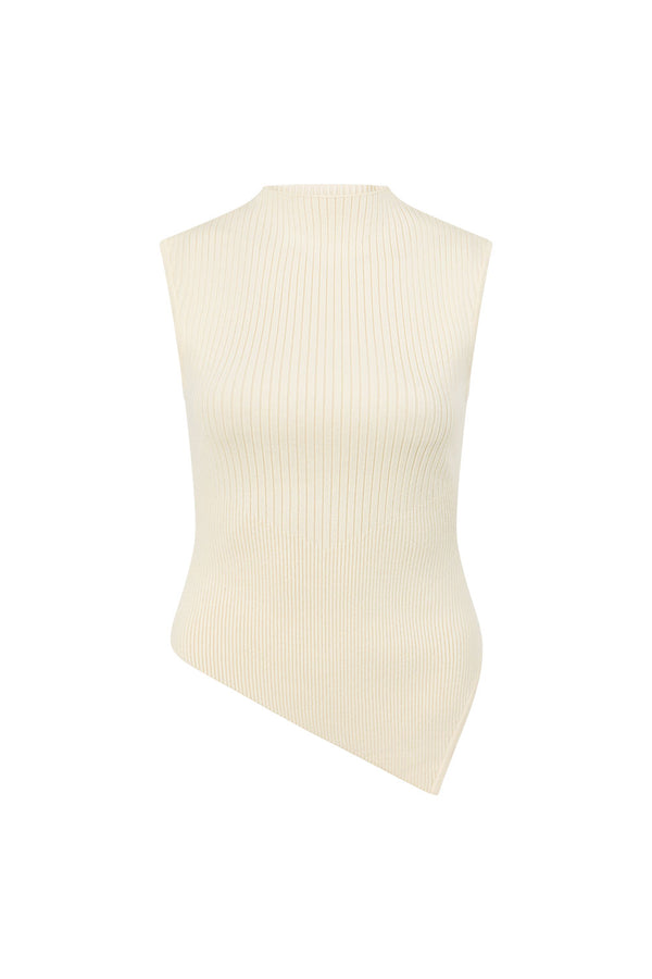 Cream Knit Asymmetric Turtleneck Ellamay Top