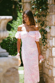 Jhene Off Shoulder Midi Dress - Pink
