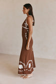 Emelia V Neckline Maxi Knit Dress - Brown, White