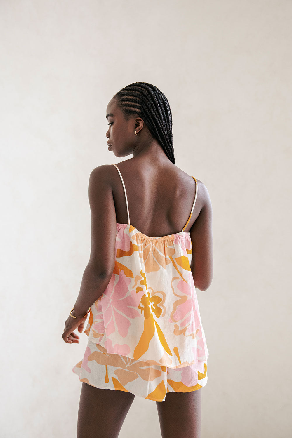 Jetta Top - Hibiscus Pink Orange Floral