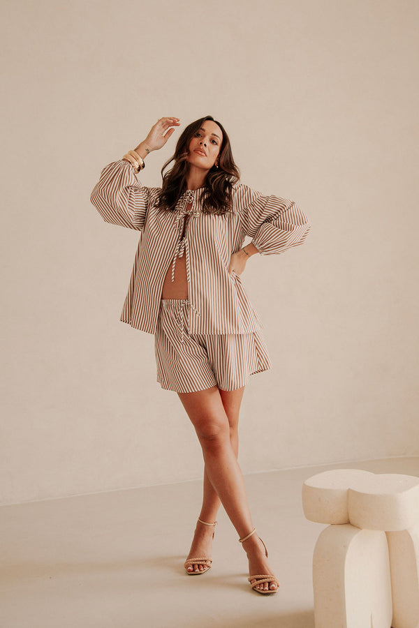 Chocolate Brown Drawstring Pennie Shorts