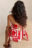Red Voyage Print Halter A Line Mini Tasmin Dress