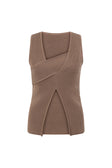 Bridget Split Knit Top - Chocolate Brown