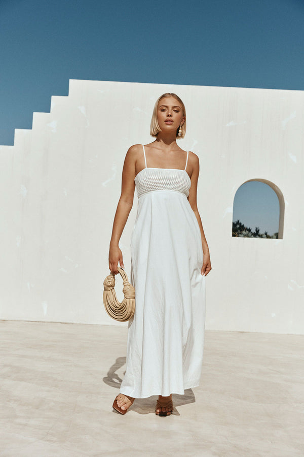 White Strappy Babydoll Maxi Mersy Dress