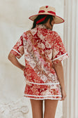 Red Floral Solafleur Print Button Up La Dolce Vita Shirt