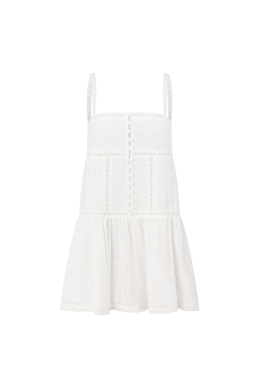 Eli Thin Strap Button Up Mini Dress - White