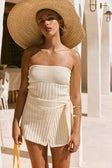 Cream Ribbed Strapless Wrap Mini Esme Dress