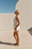 Cream Ribbed V Neck Mini Lucia Dress