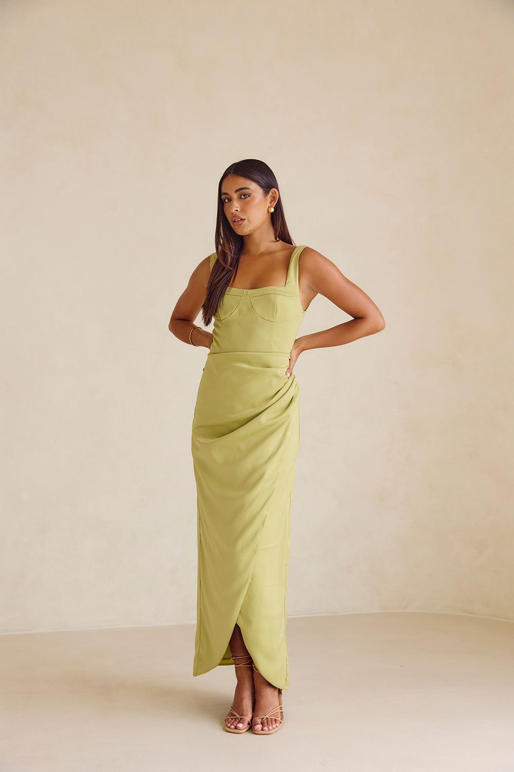 Green Split Midi Noah Midi Dress