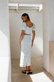 Didi Lace Up Midi Skirt - Blue