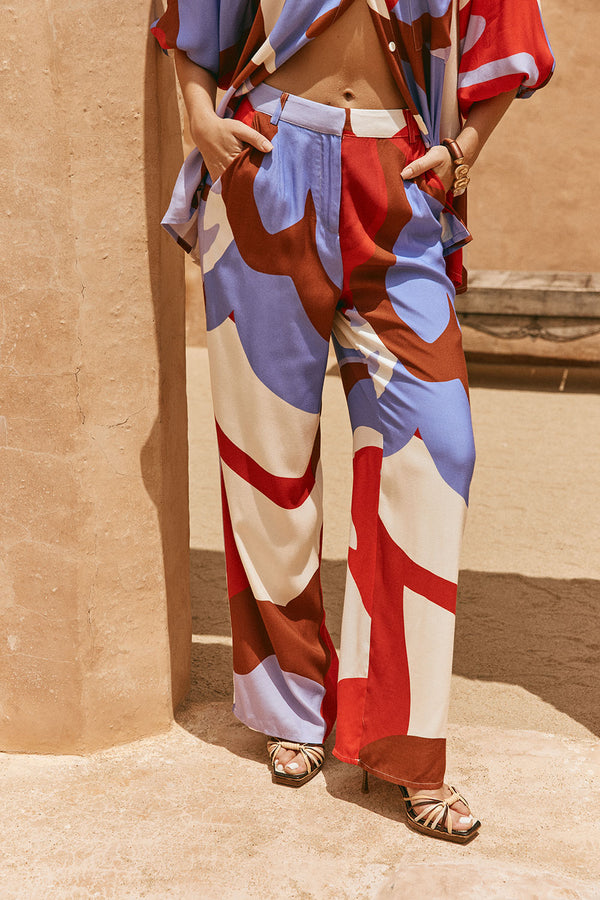 Valley Red Print Relaxed Dia Trouser Pants