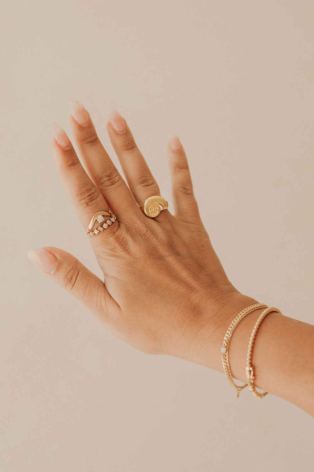 Gold Toned Twirl Shell Ring
