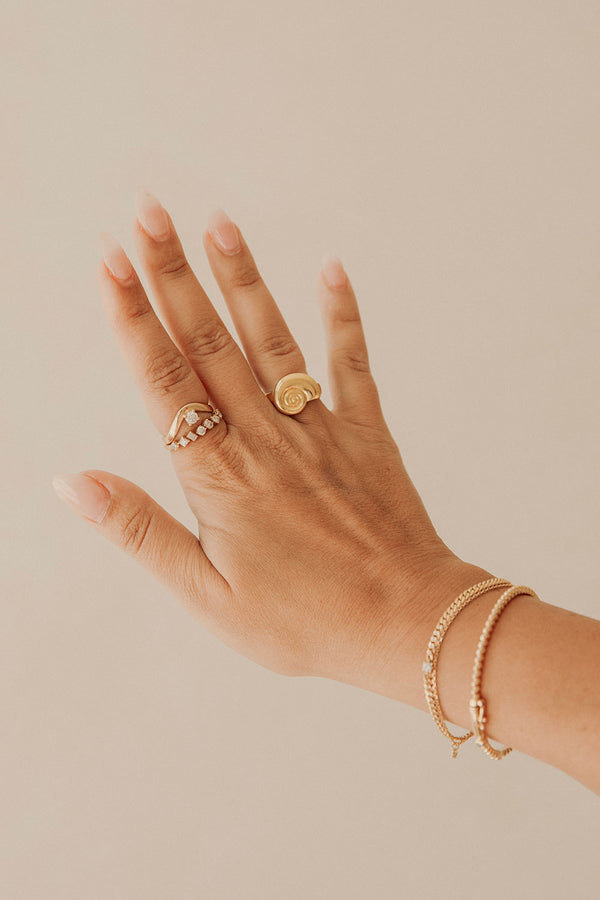 Gold Toned Twirl Shell Ring